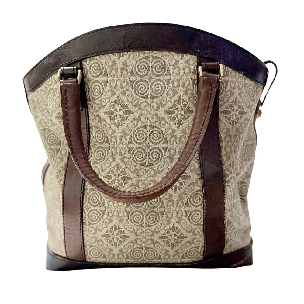 Vintage Lamprom Milan Italy 1960s Paisley Carpet Bag Leather Trim Travel Tote